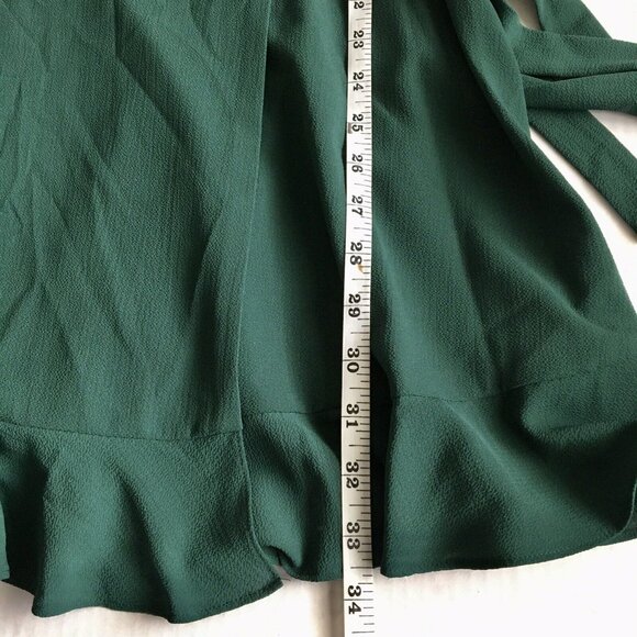 Gianni Bini Forest Green Long‎ Sleeve Ruffle Wrap Mini Dress - Size XS - Picture 11 of 12